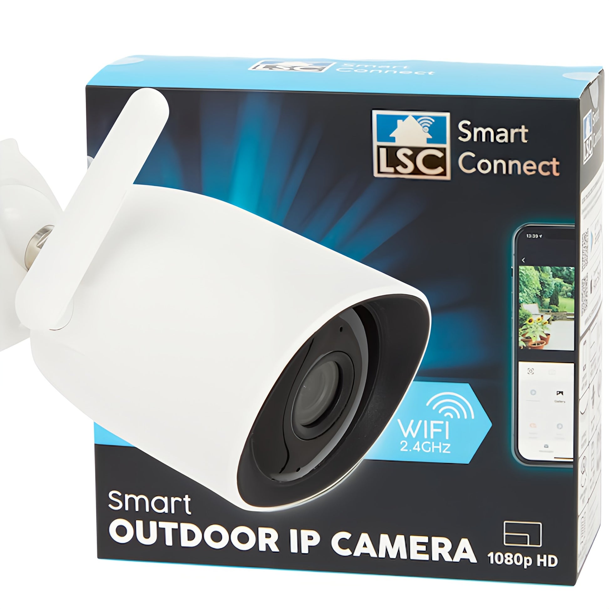 Außenbereich Überwachungskamera Nachtsicht + 95dB Sirene, WLAN Kamera mit kostenloser App IP 65 - witterungsbeständig.  Version Gebührenfrei