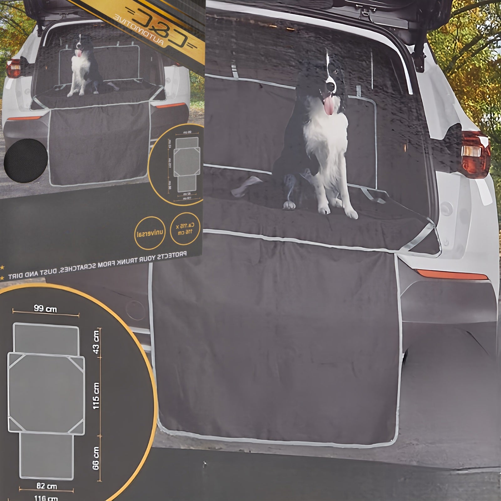 Universal Kofferraum Schmutzmatte Hochstrapazierfähig 115 x 116 cm Schützt vor Kratzern, Staub und Schmutz