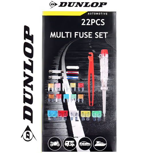 Dunlop Sicherungssatz 22-teilig Kfz Sicherung Set, Flachsicherungen Standard Sicherungen Micro Sicherungen Sicherungszieher für PKW Wohnmobil LKW (2Ampere 3A 5A 10A 15A 20A)