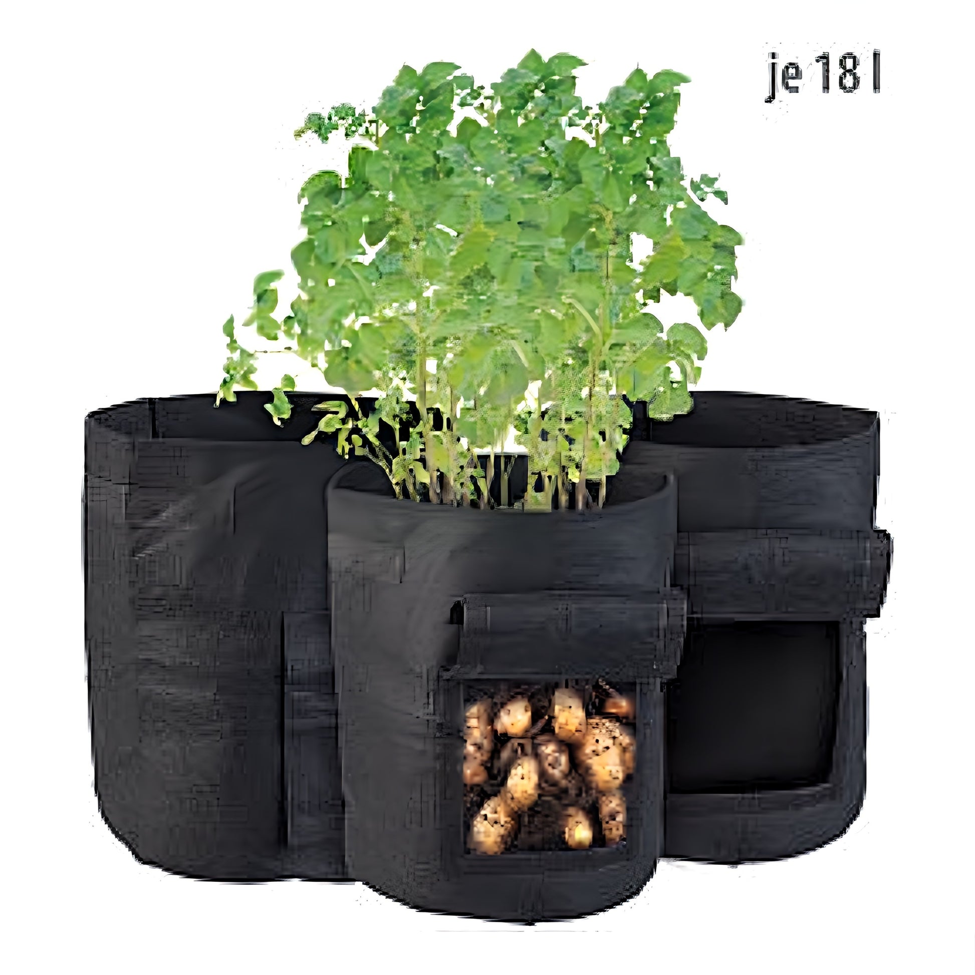 3er-Set Pflanzen Säcke Wachstumssäcke, je 18 Liter, Tragegriffe, Faserverstärkt  Reißfest, Erntefenster