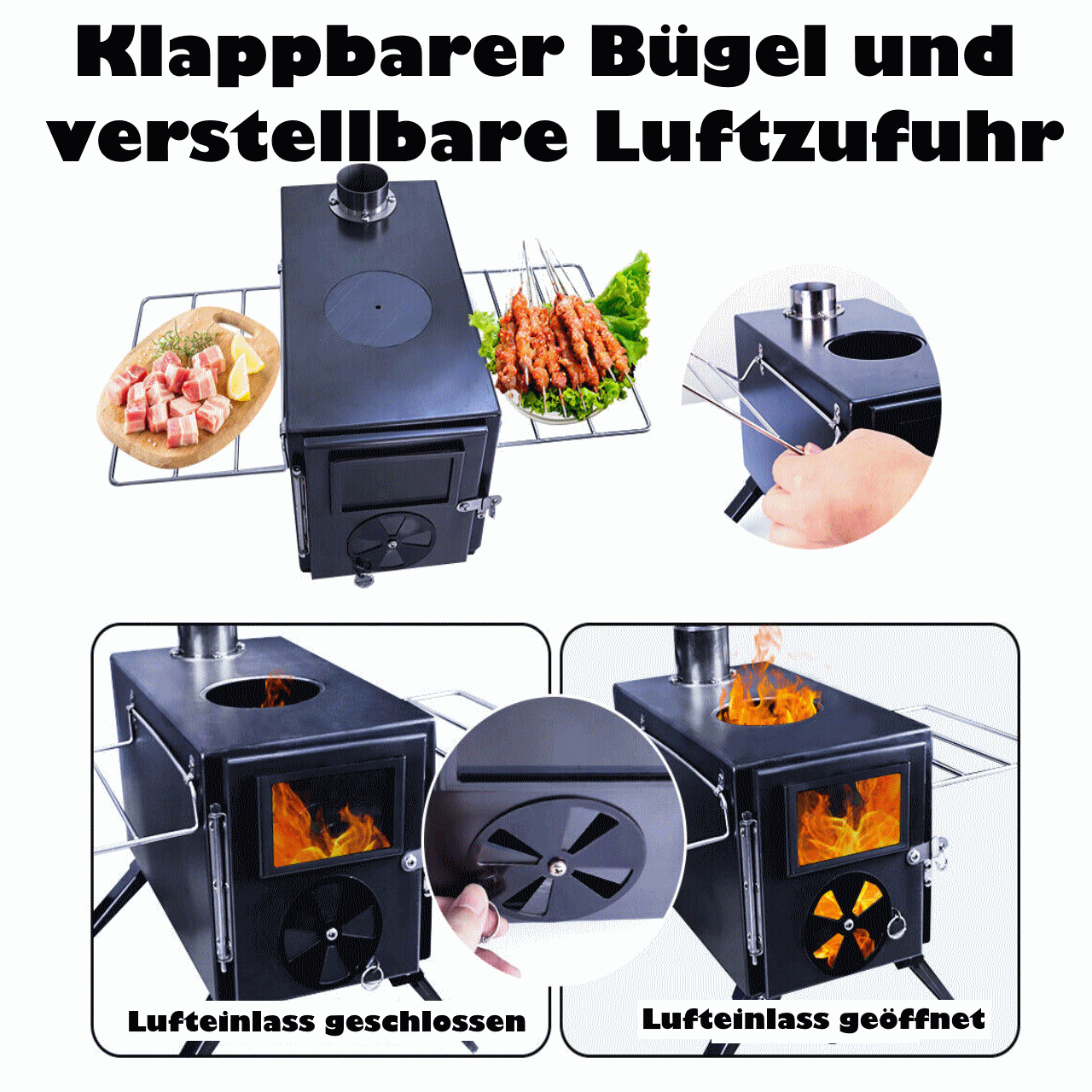 Tragbarer Camping Zelt Outdoor Holzofen Ofen Kocher Camping –  Selbstschutz-Deutschland
